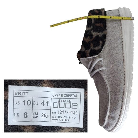 NWB Hey Dude britt wool blend ankle high fold booties cream cheetah size 10 - Picture 13 of 13